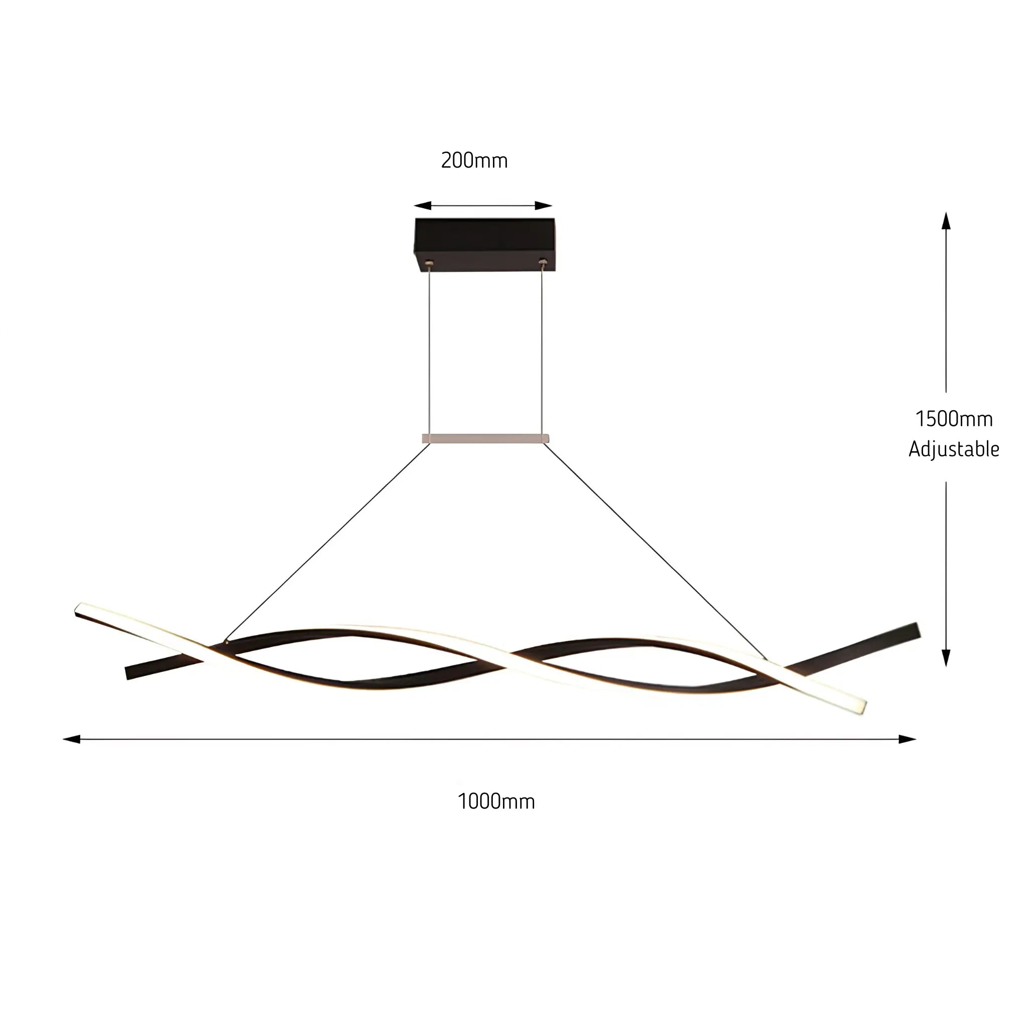 Green earth Helix Black Linear Tri-Colour Dimmable LED Pendant Light