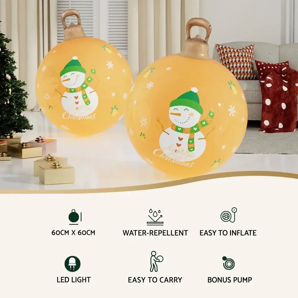 60cm Christmas Inflatable Ball Led Illuminated Snowman