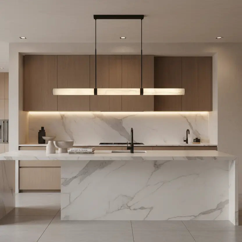 Madison 1500mm Matte Black Alabaster Marble Pendant Light