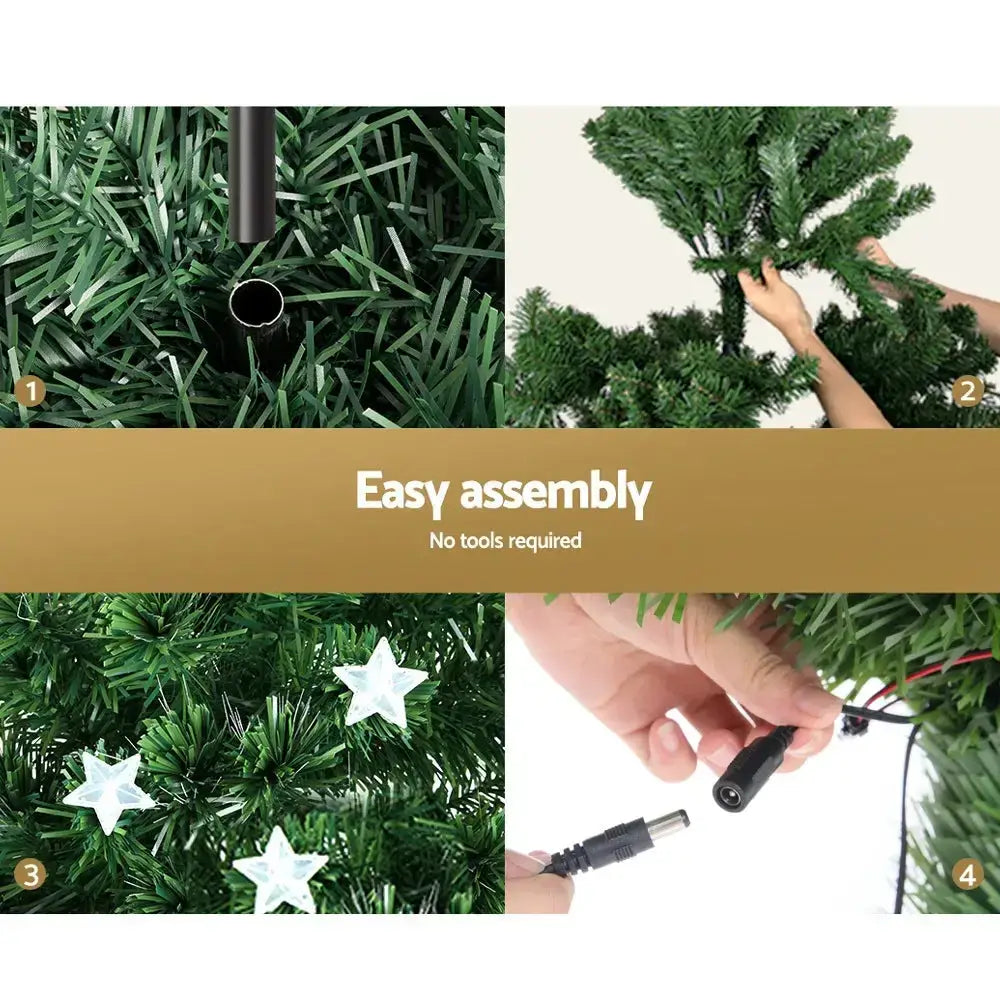 2.4m Optic Fibre Led Christmas Tree Multi Colour Green