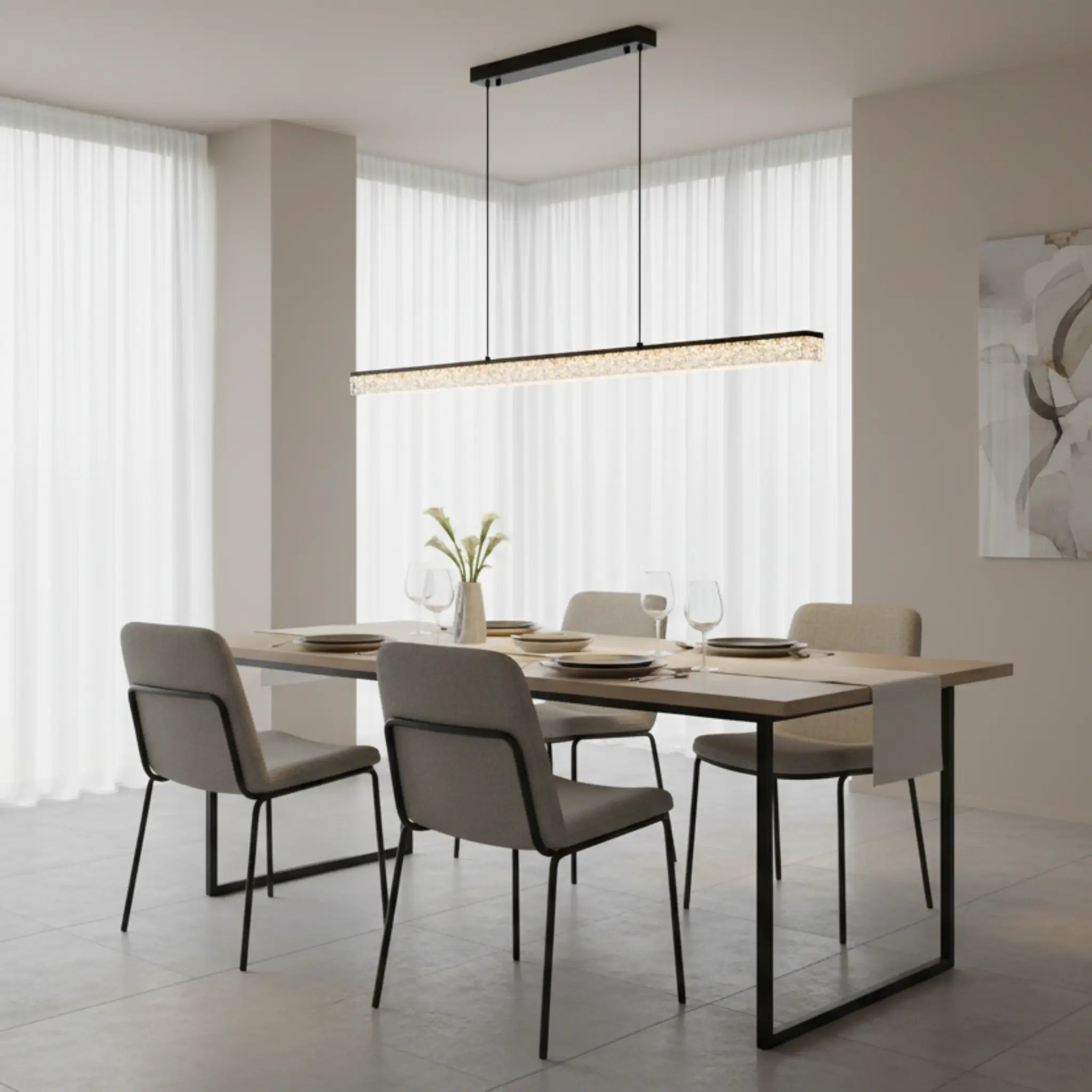 Green earth Avalon Black Linear Tri-Colour LED Pendant Light