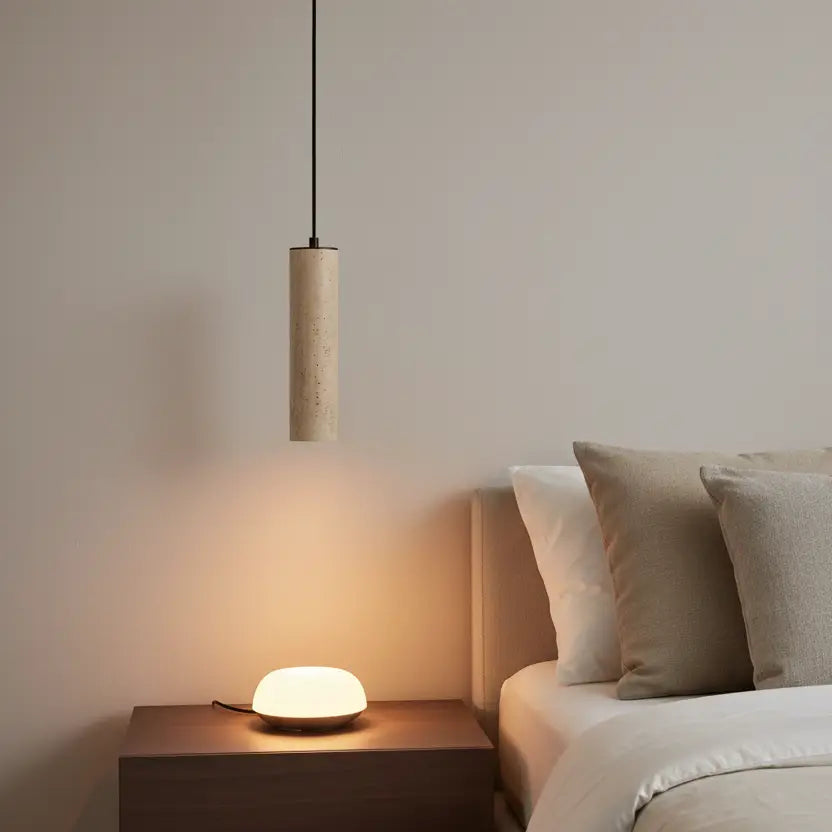 Monroe Antique Brass Travertine Pendant Light
