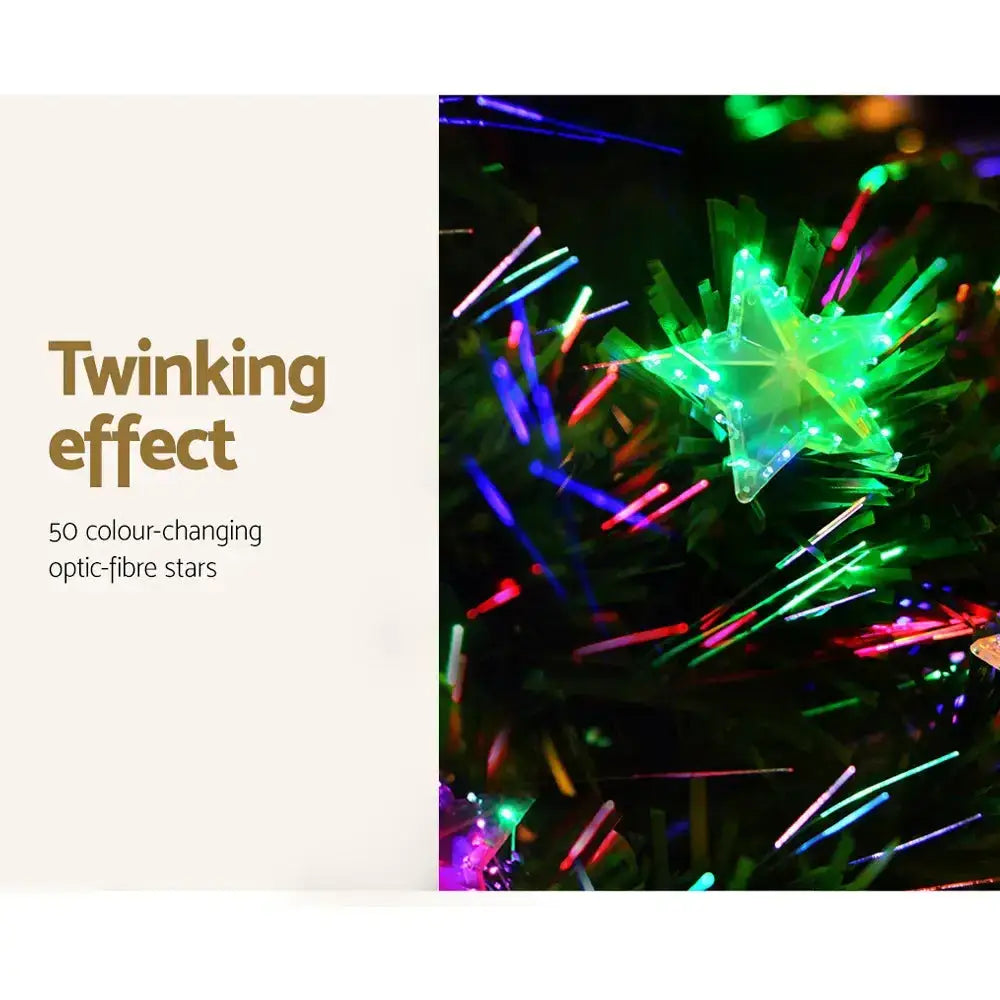 2.4m Optic Fibre Led Christmas Tree Multi Colour Green