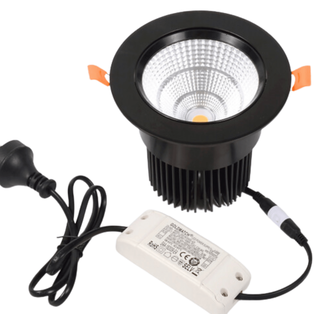 Green Earth Lighting Australia LED Downlight 35W COB Tilt Tri Colour Dimmable LED Downlight 150mm cut out GE8035BL