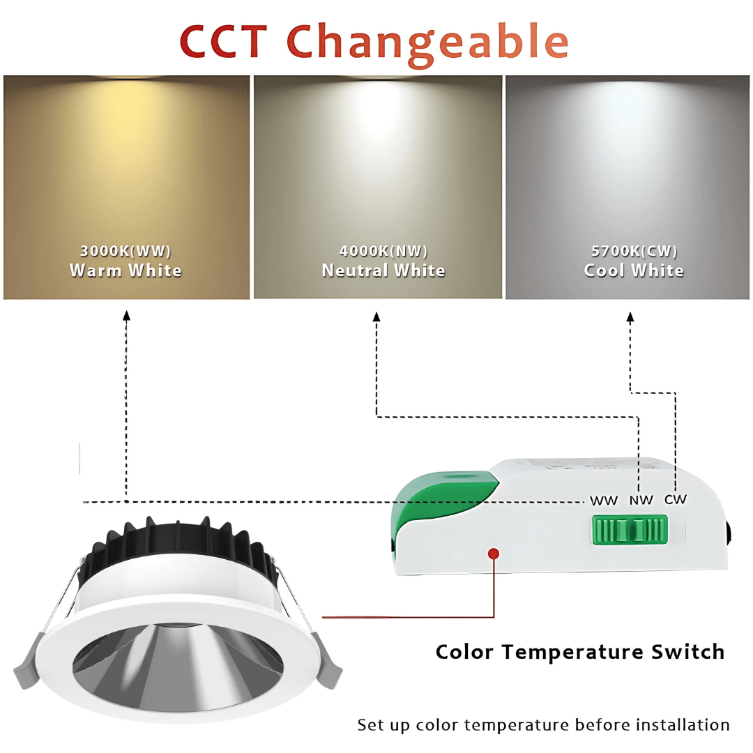 Green Earth Lighting Australia LED Downlight 8W Tri-Colour Dimmable Low Glare LED Downlight 90mm Cut out DL21449