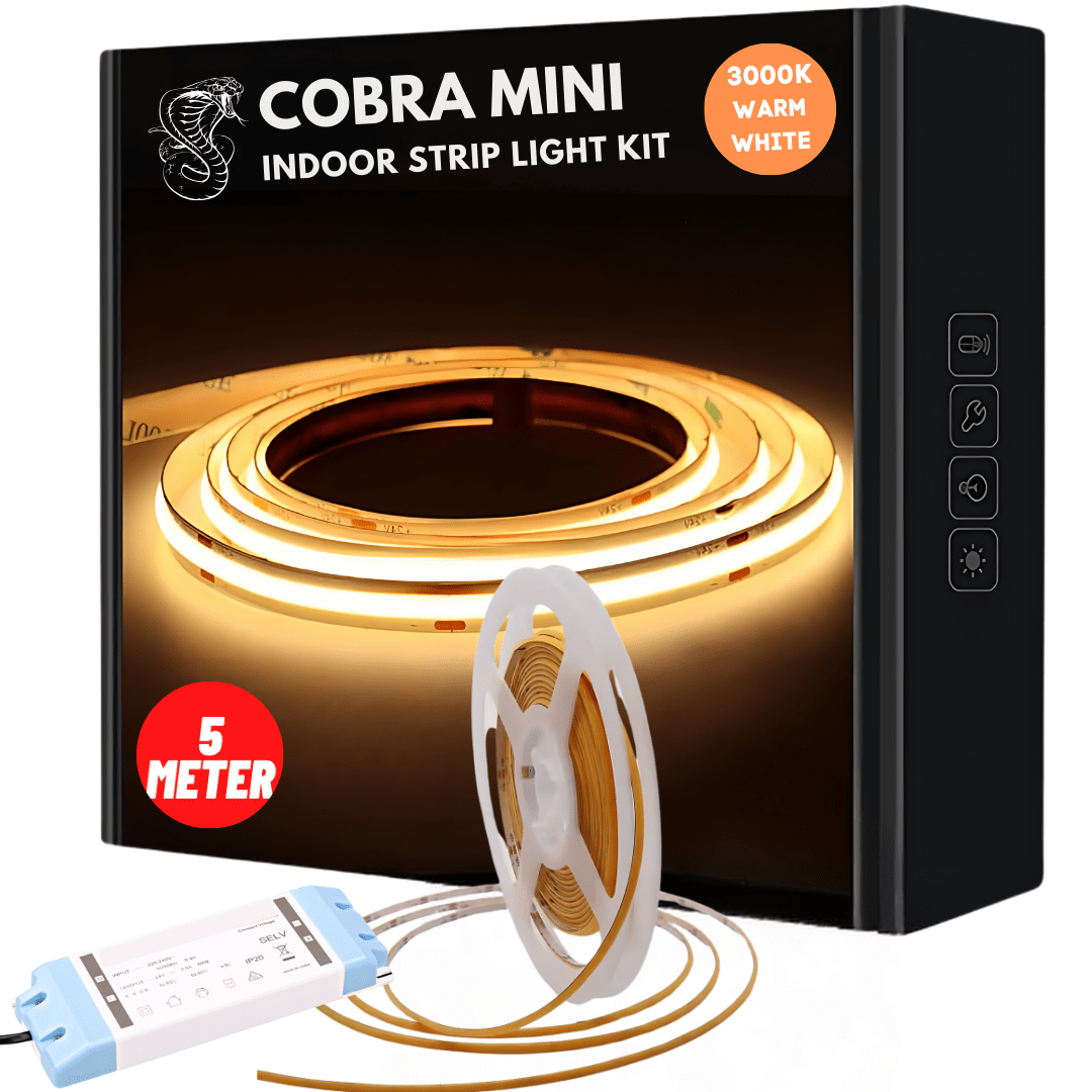 5mm IP20 COB Mini LED Strip Light - 3000K