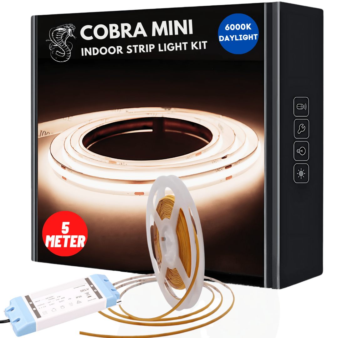 Green Earth Lighting Australia Light Ropes & Strings 35W DIY Kit (Uncut 5 meter Length with Plug-In Driver) 7W/m 5mm IP20 COB Flexible LED Strip Light - 6000K KITIP205MM6K