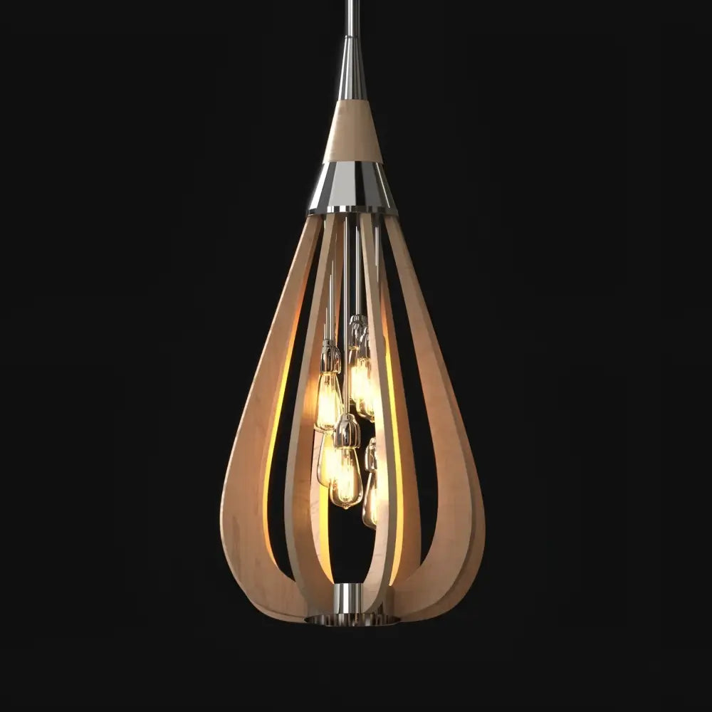 Green Earth Lighting Australia Pendant BONITO 6-Light Natural Timber Pendant Light with a tear drop shape BONITO8