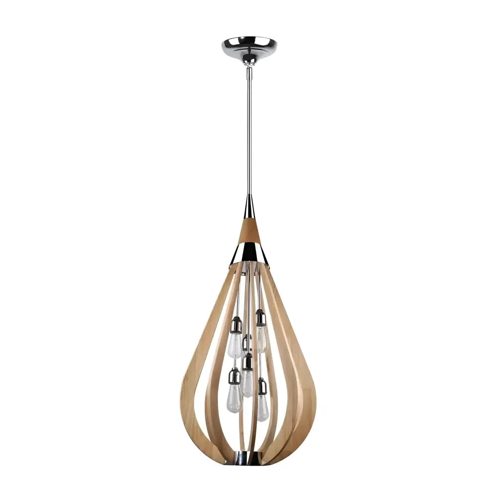Green Earth Lighting Australia Pendant BONITO 6-Light Natural Timber Pendant Light with a tear drop shape BONITO8