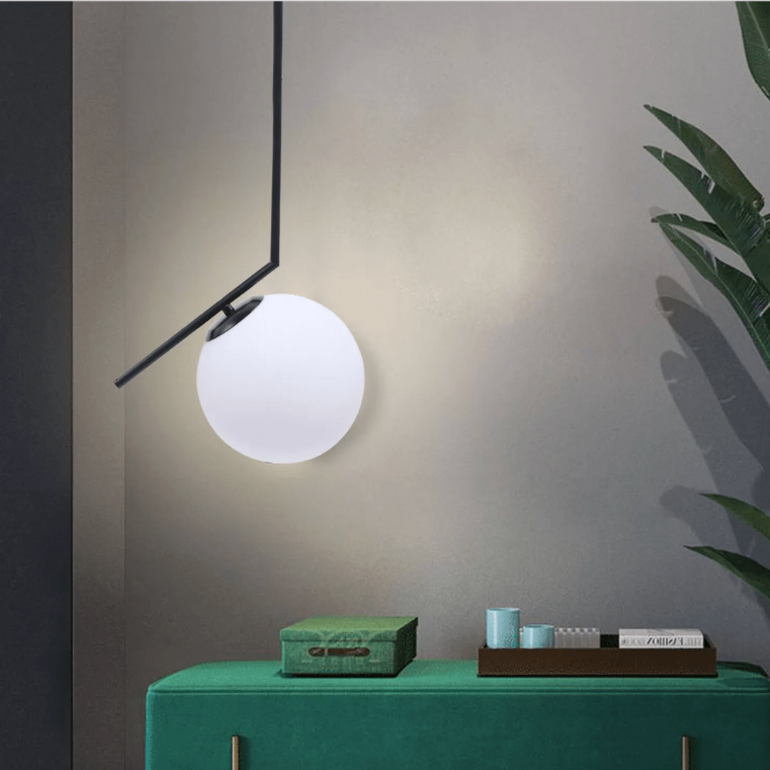 Green Earth Lighting Australia Pendant Light LUNA Matte Black Glass Ball Single Pendant Light GE250B