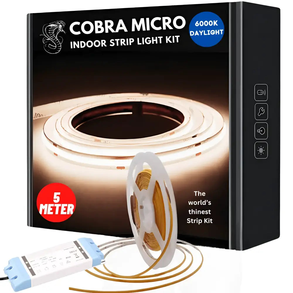 Green Earth Lighting Australia Strip Kit 5 meter COBRA Pro Micro 25W Dotless LED Strip Kit - 6000K Daylight 25WKITIP203MM6K