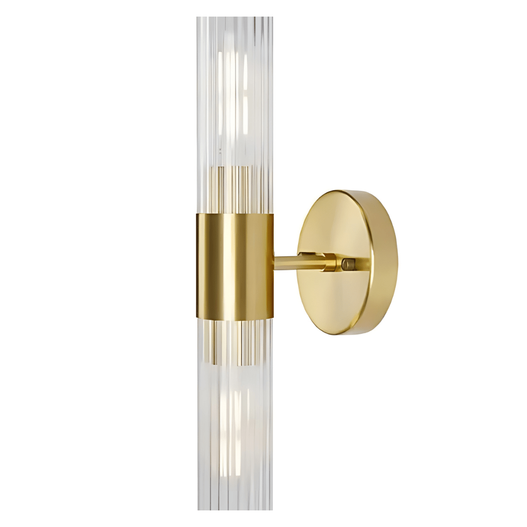 Green Earth Lighting Australia Wall Light FLUTAT 2 Light Ribbed Glass with Antique Brass Finish Wall Light FLUTAT