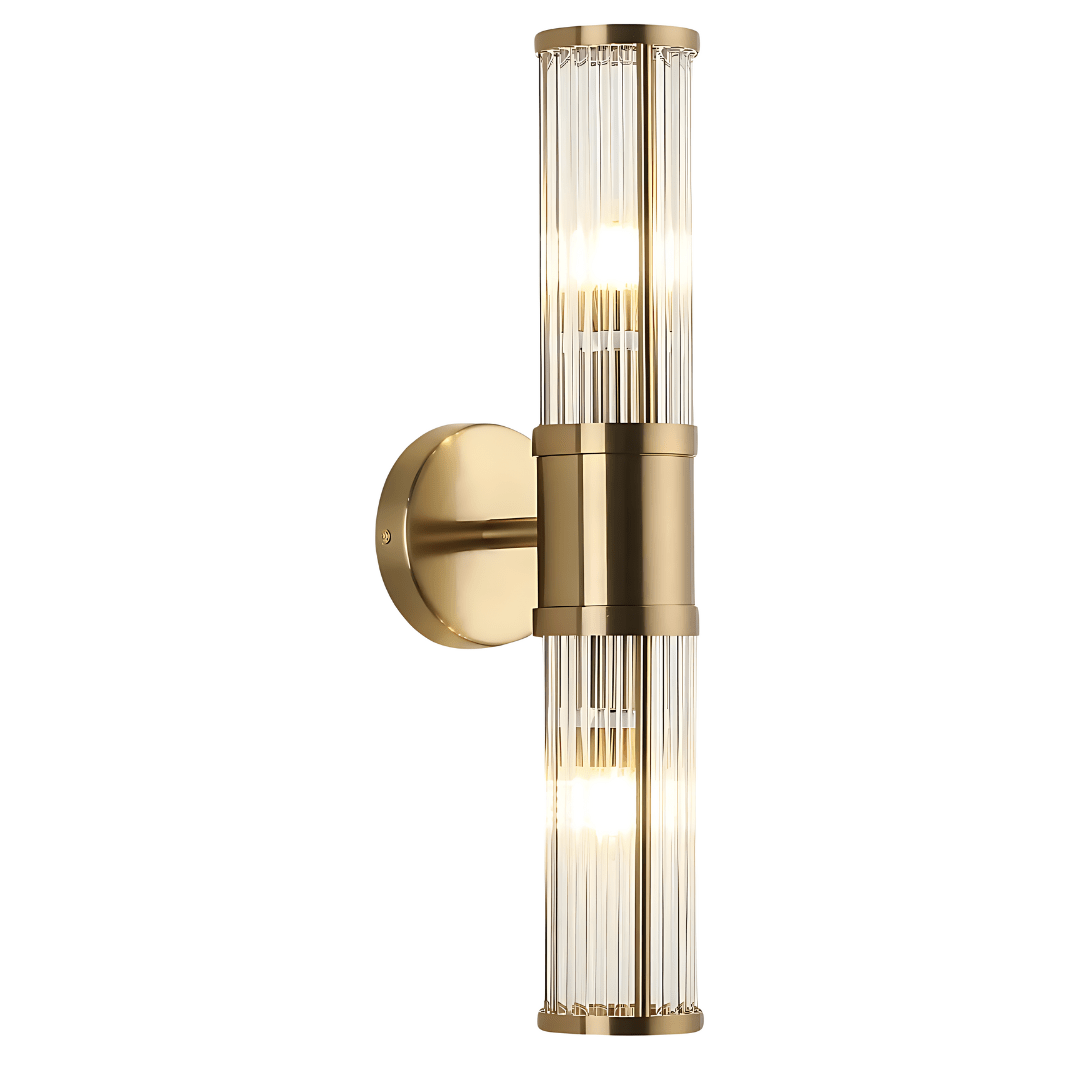 Green Earth Lighting Australia Wall Light RÄFFLAD Long Ribbed Glass with Antique Brass Finish Wall Light GE16