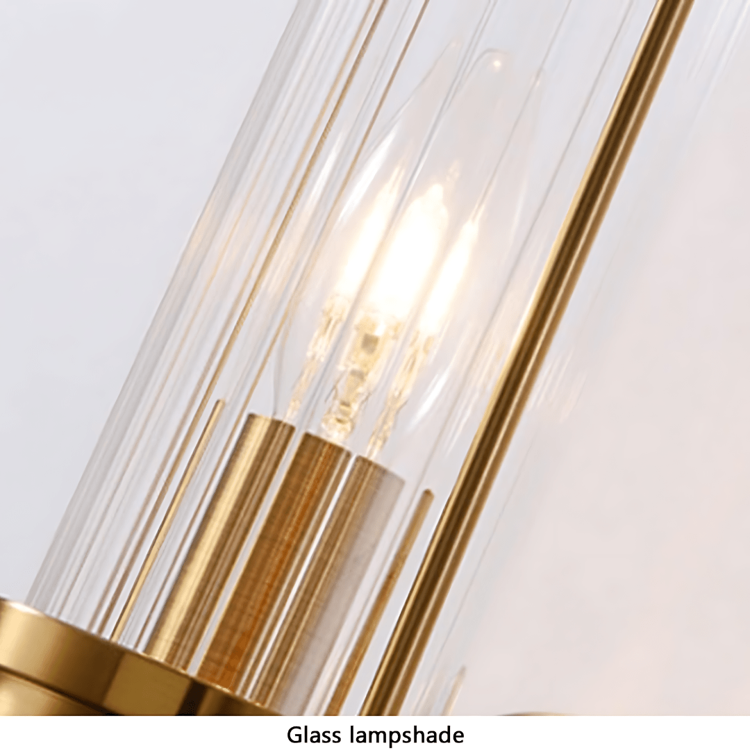 Green Earth Lighting Australia Wall Light RÄFFLAD Long Ribbed Glass with Antique Brass Finish Wall Light GE16