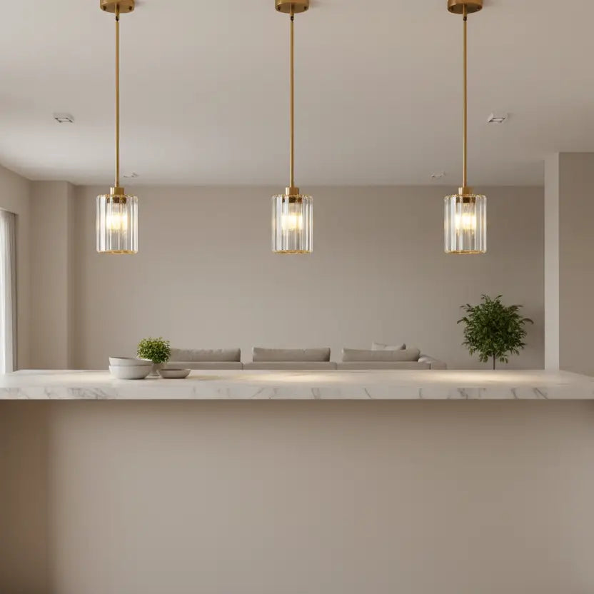 Green Earth Malvern Brass Single Light Tri-Colour Crystal Pendant