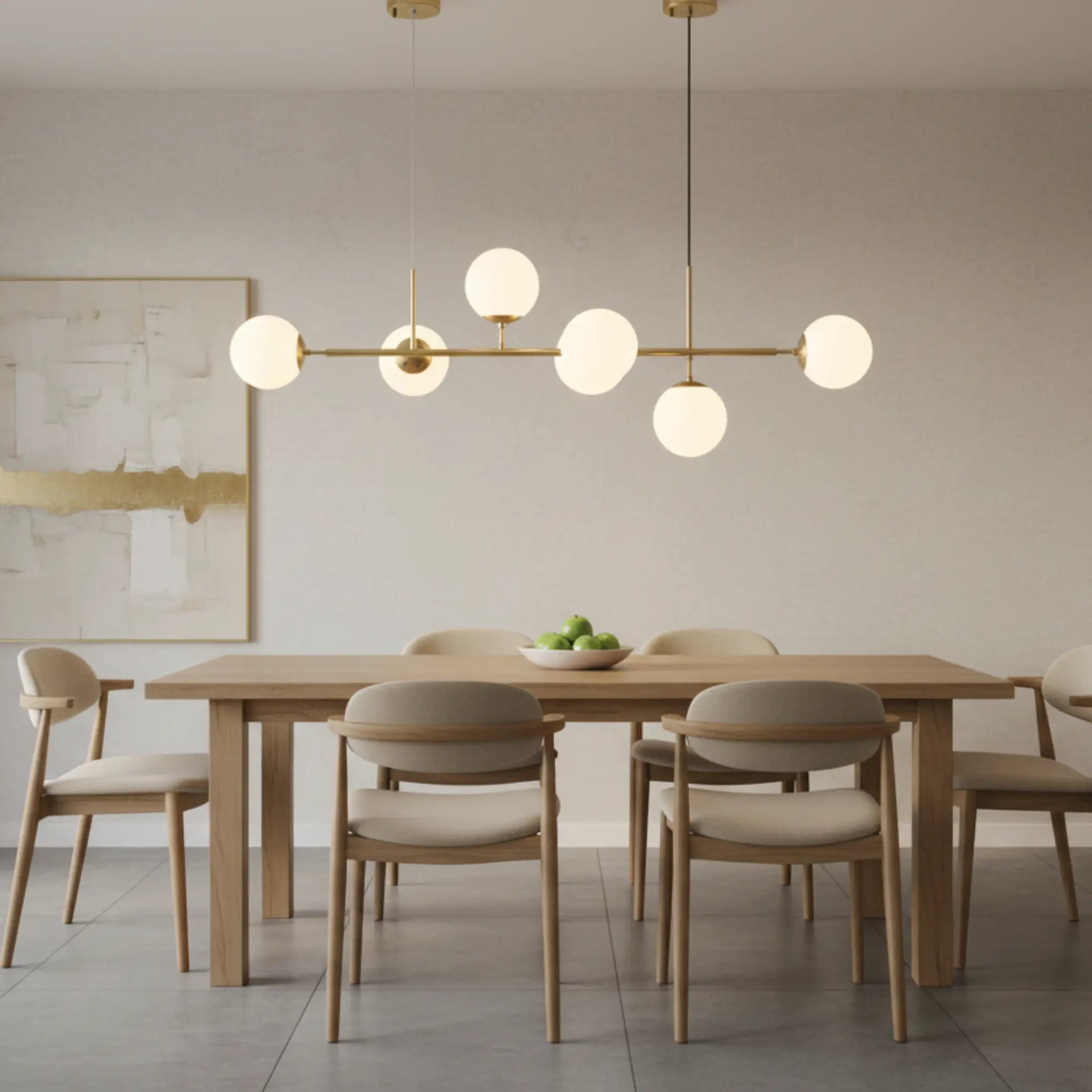 Orbit Brass 6 Light Tri-Colour Linear Pendant