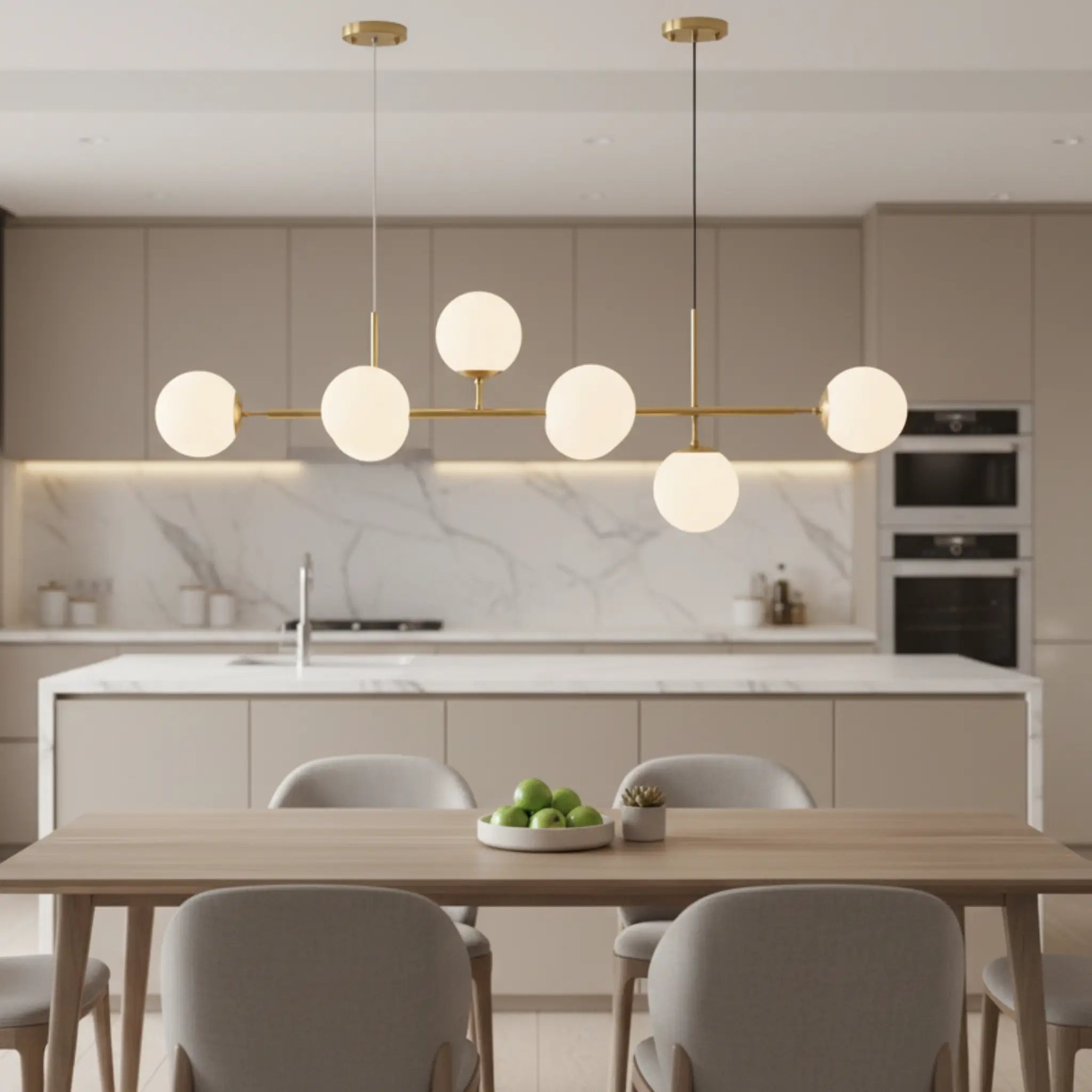 Orbit Brass 6 Light Tri-Colour Linear Pendant