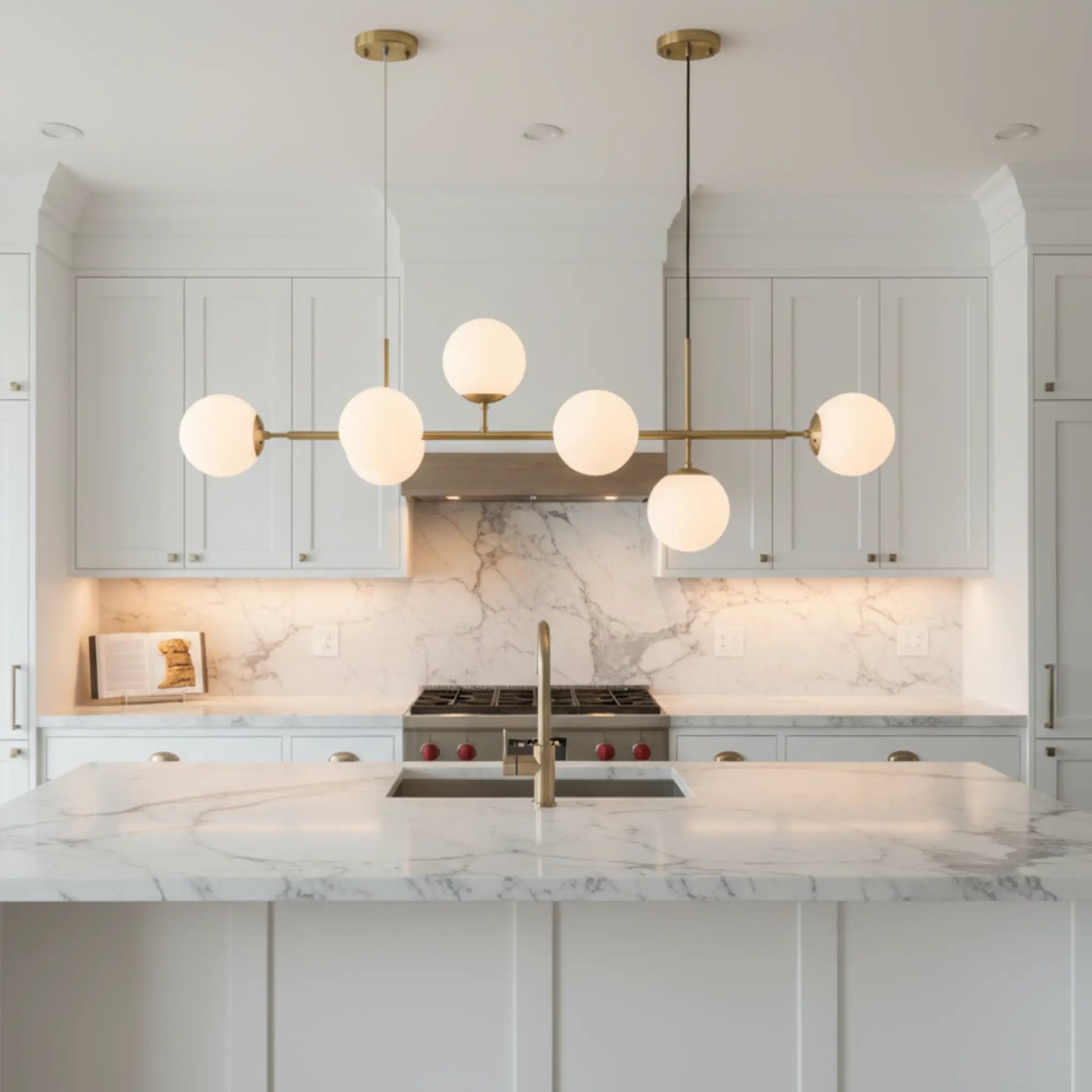 Orbit Brass 6 Light Tri-Colour Linear Pendant