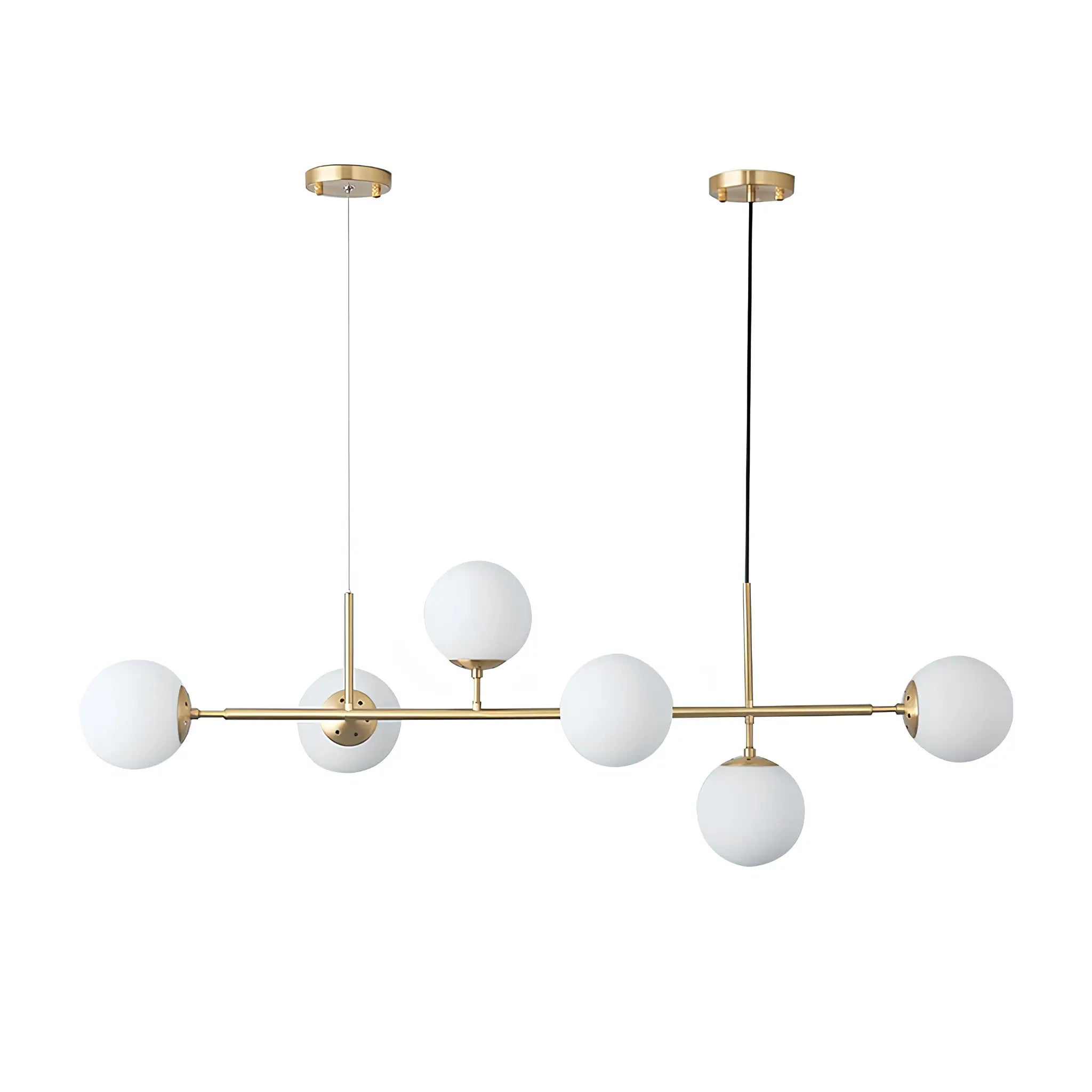 Green earth Orbit Brass 6 Light Tri-Colour Linear Pendant