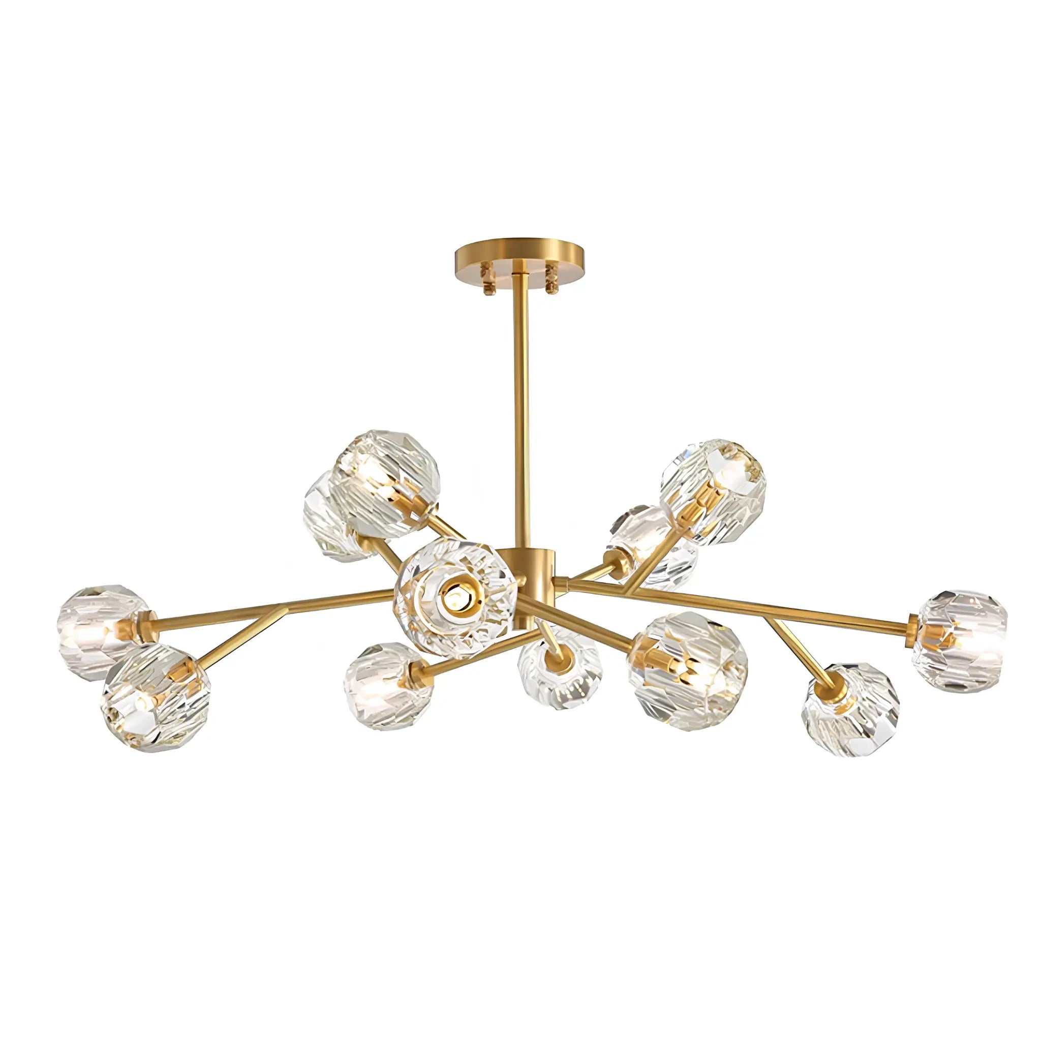 Green Earth Orion Brass 12-Light Tri-Colour LED Crystal Pendant