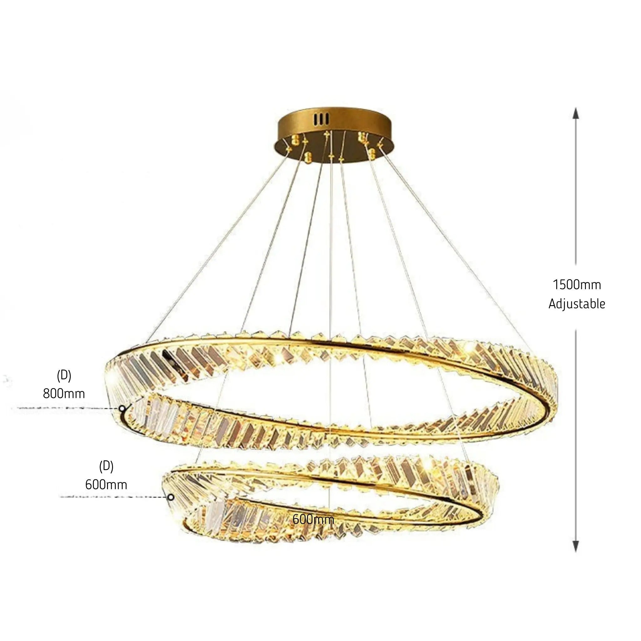 GREEN EARTH Stellar Tri-Colour Dimmable LED Crystal Chandelier