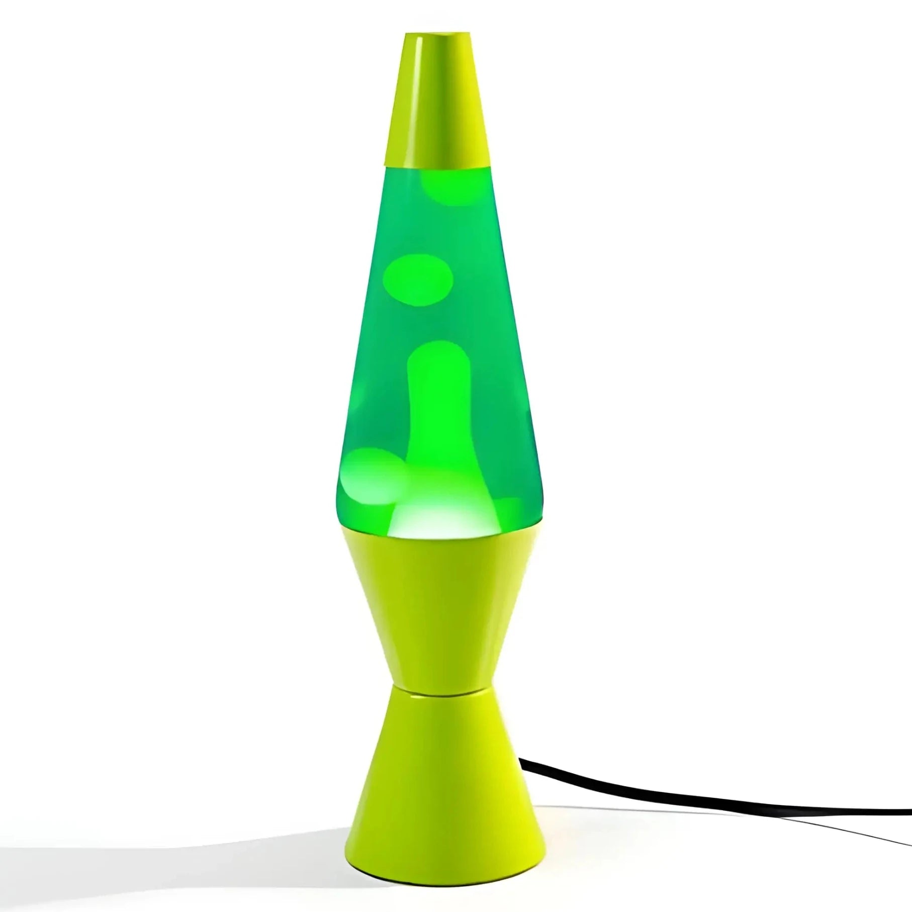 Lime green lava lamp with glowing green base, 37cm Diamond Motion novelty lighting gift