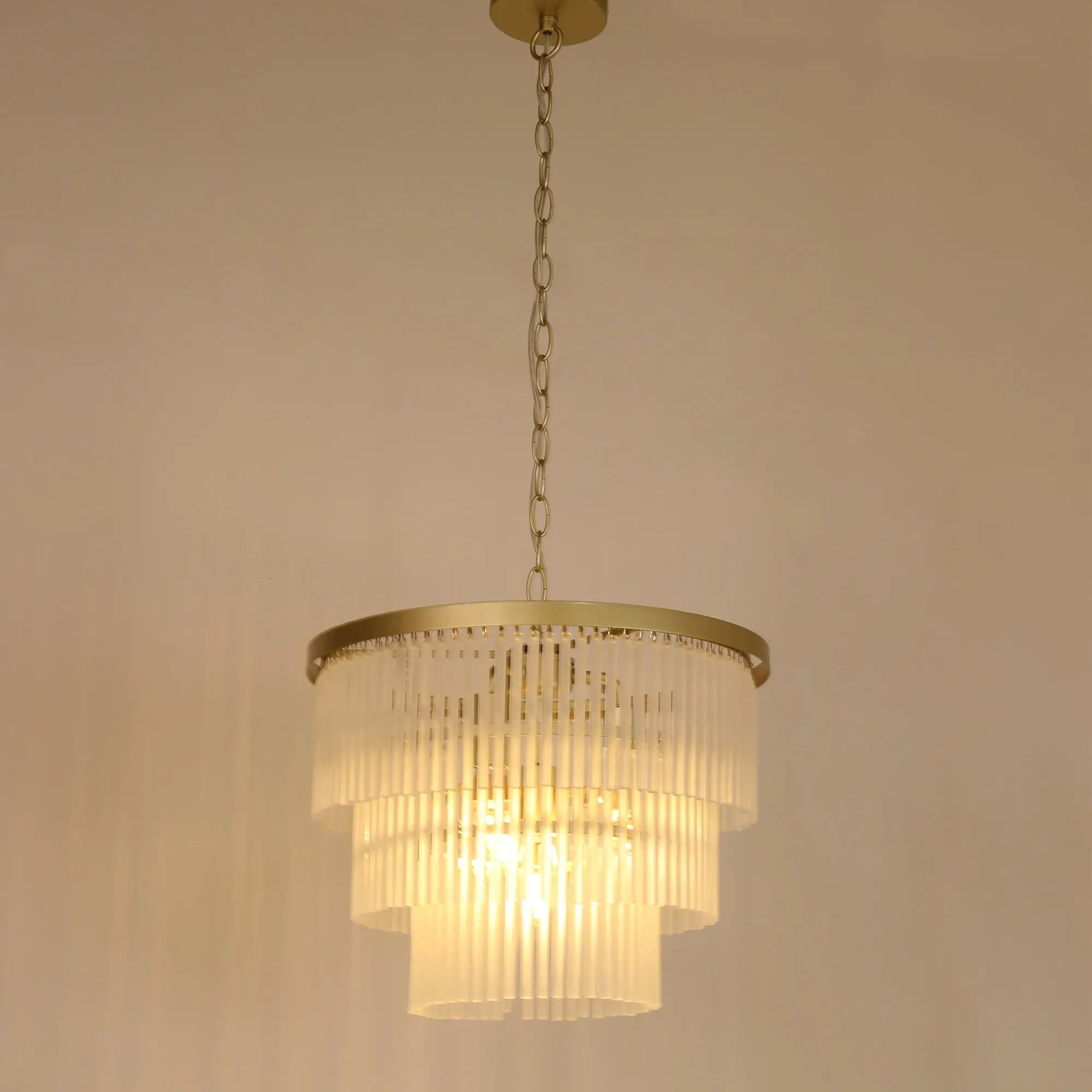 Greer Brushed Brass 3 Tier Chandelier - Lexi Lighting