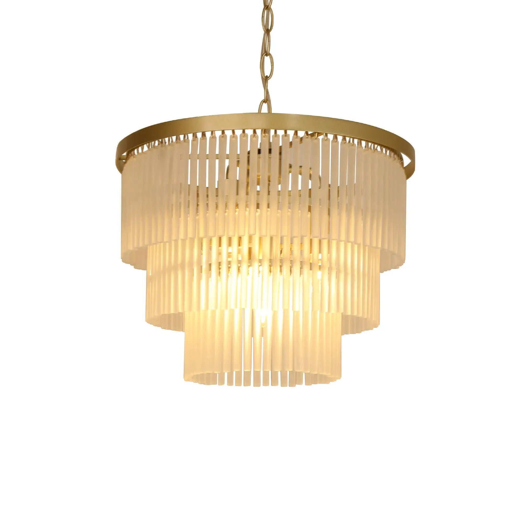 Greer Brushed Brass 3 Tier Chandelier - Lexi Lighting
