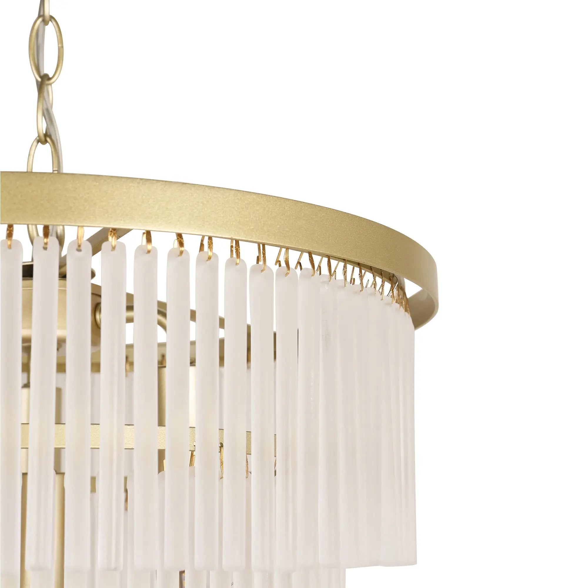 Greer Brushed Brass 3 Tier Chandelier - Lexi Lighting