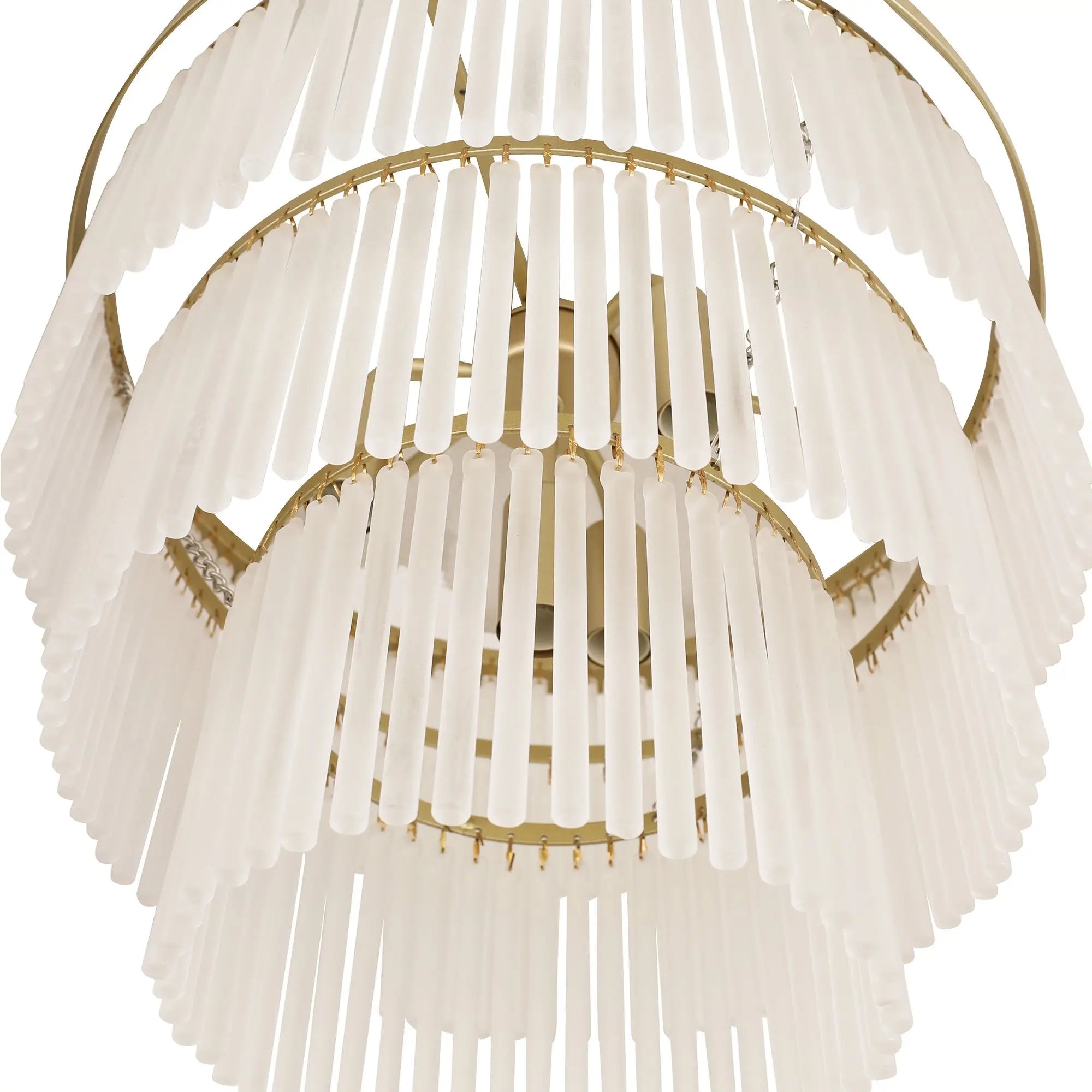 Greer Brushed Brass 3 Tier Chandelier - Lexi Lighting