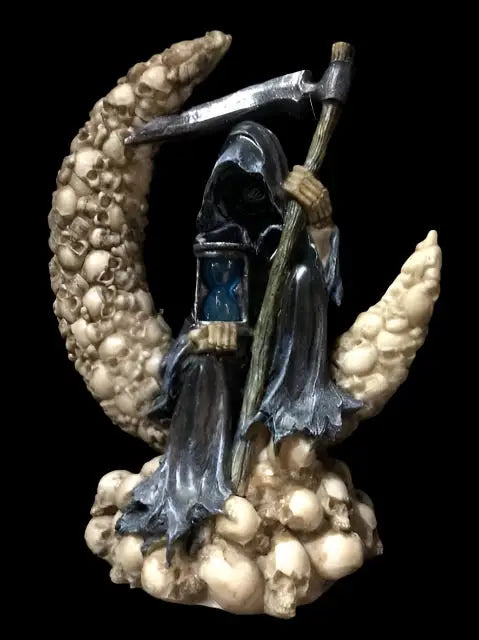 Grim Reaper Lantern Crescent Moon Led Poly Resin