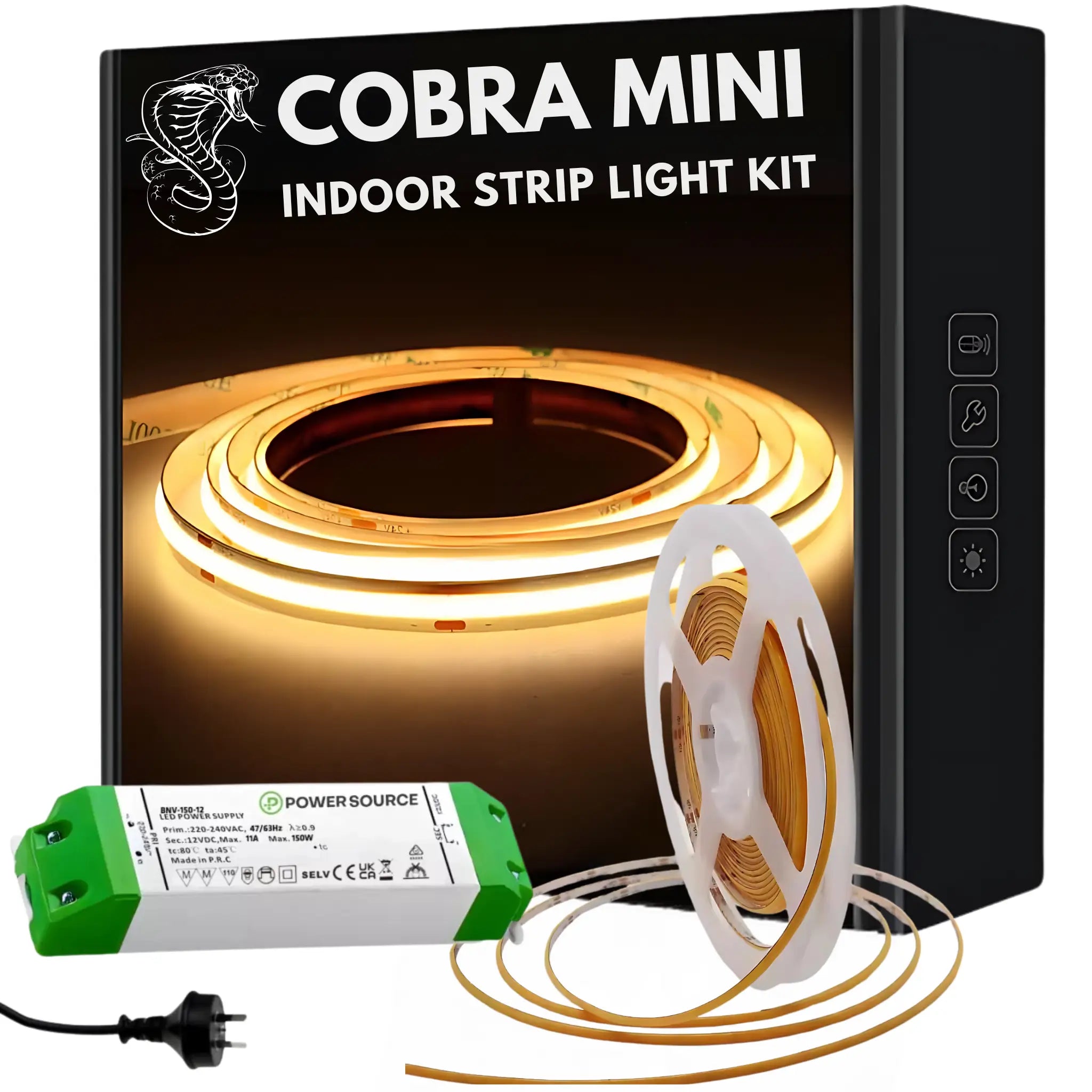 Cob Led Strip Light Kit Mini 10w/m – Dotless 5 Meter Set (ip20 Indoor)