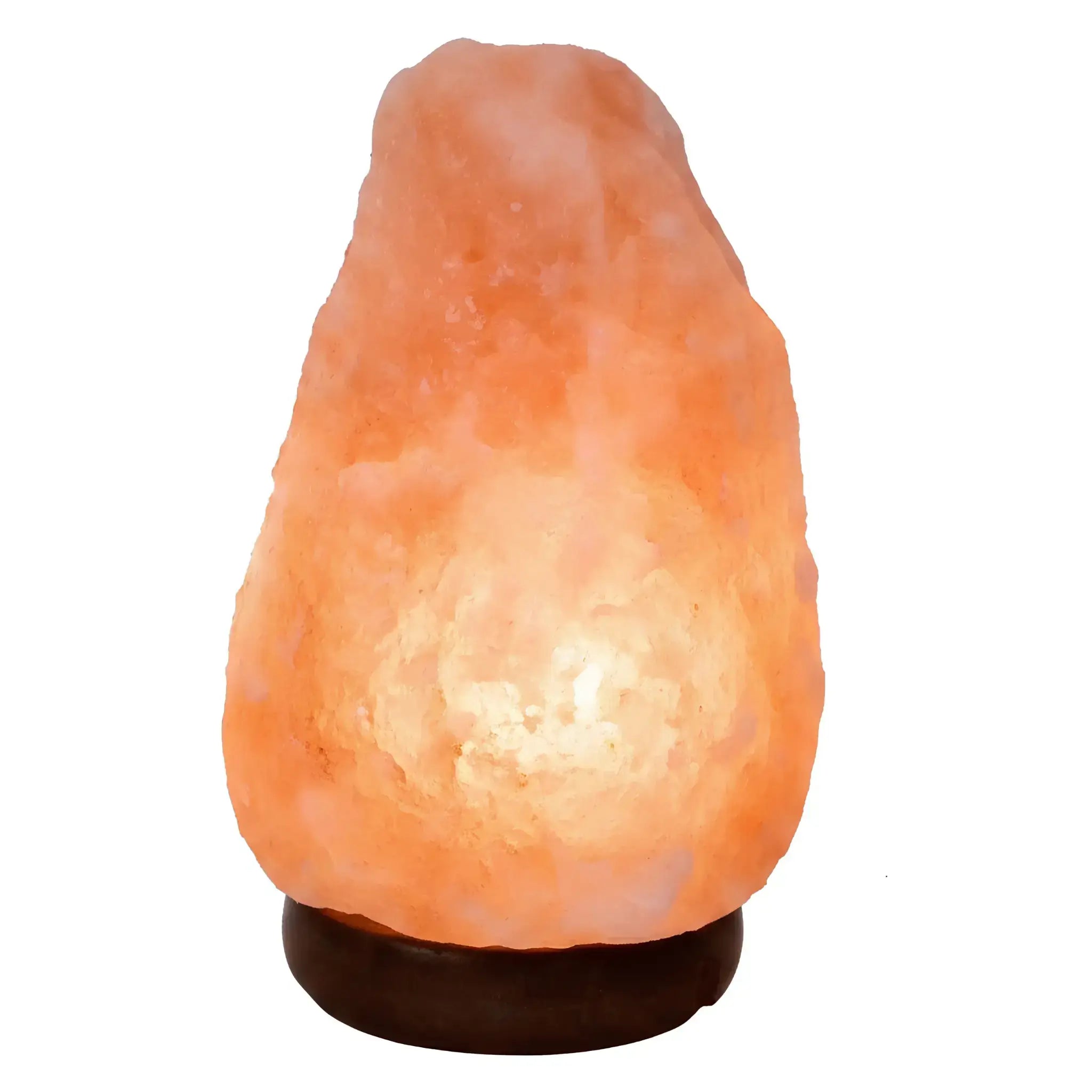 1-2KG Himalayan salt lamp with a warm glow on a white background