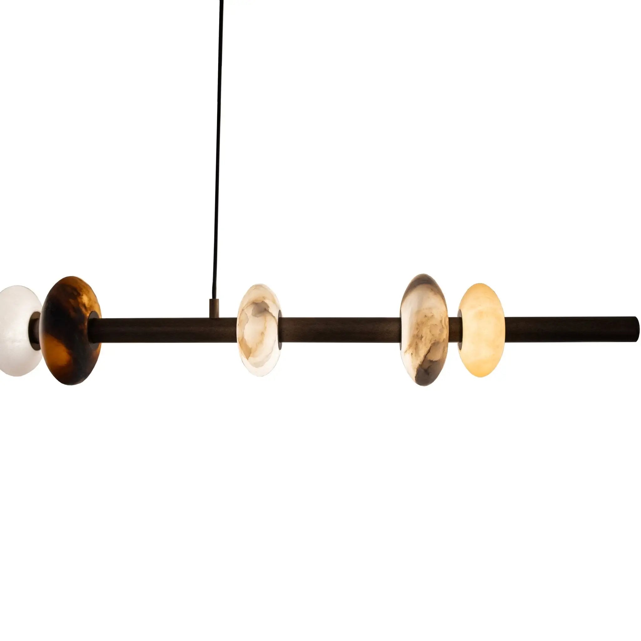 Hoops Pendant Light in Brass with Marble Details 1800mm