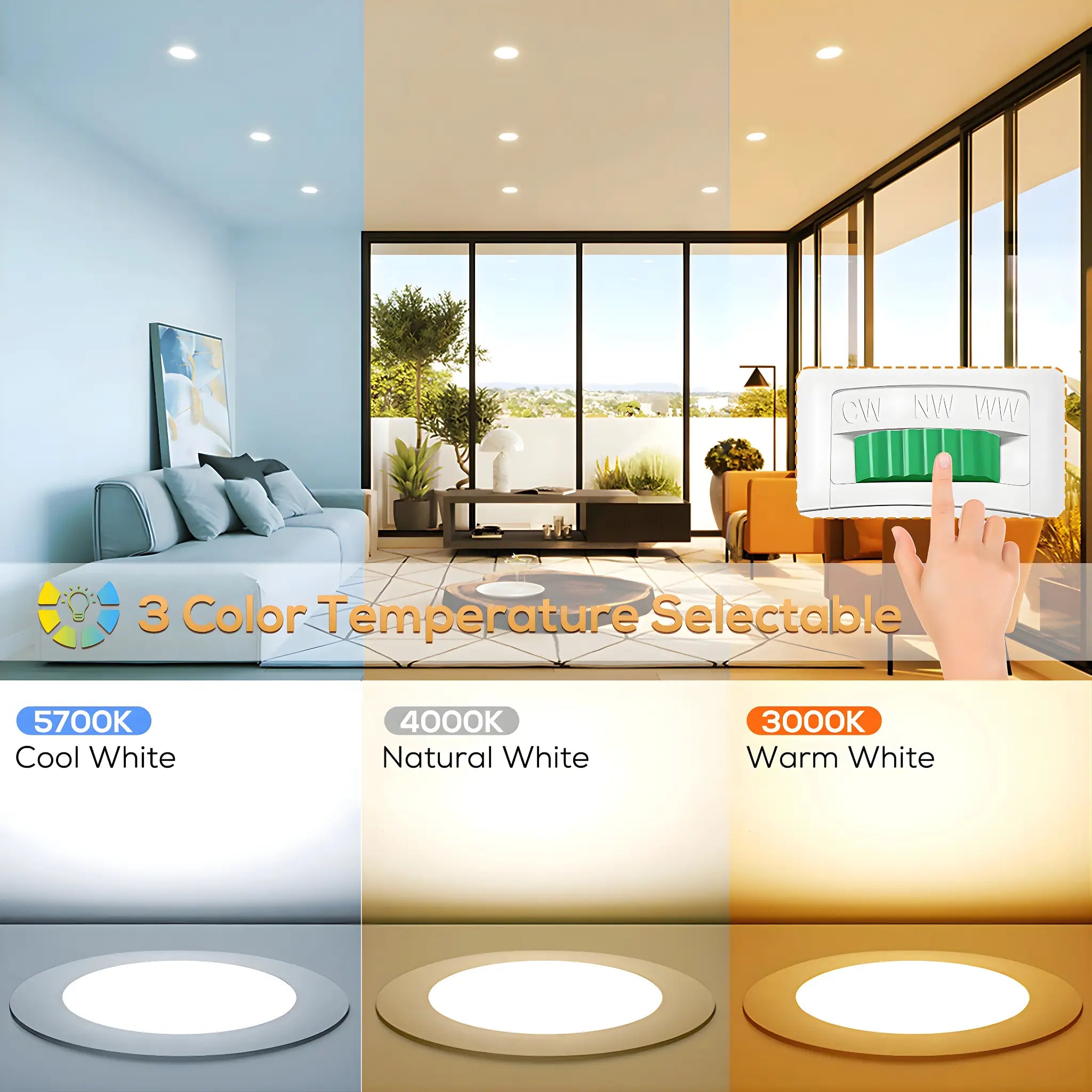 Dl112 30w Tri-colour Dimmable Led Downlight - 145mm