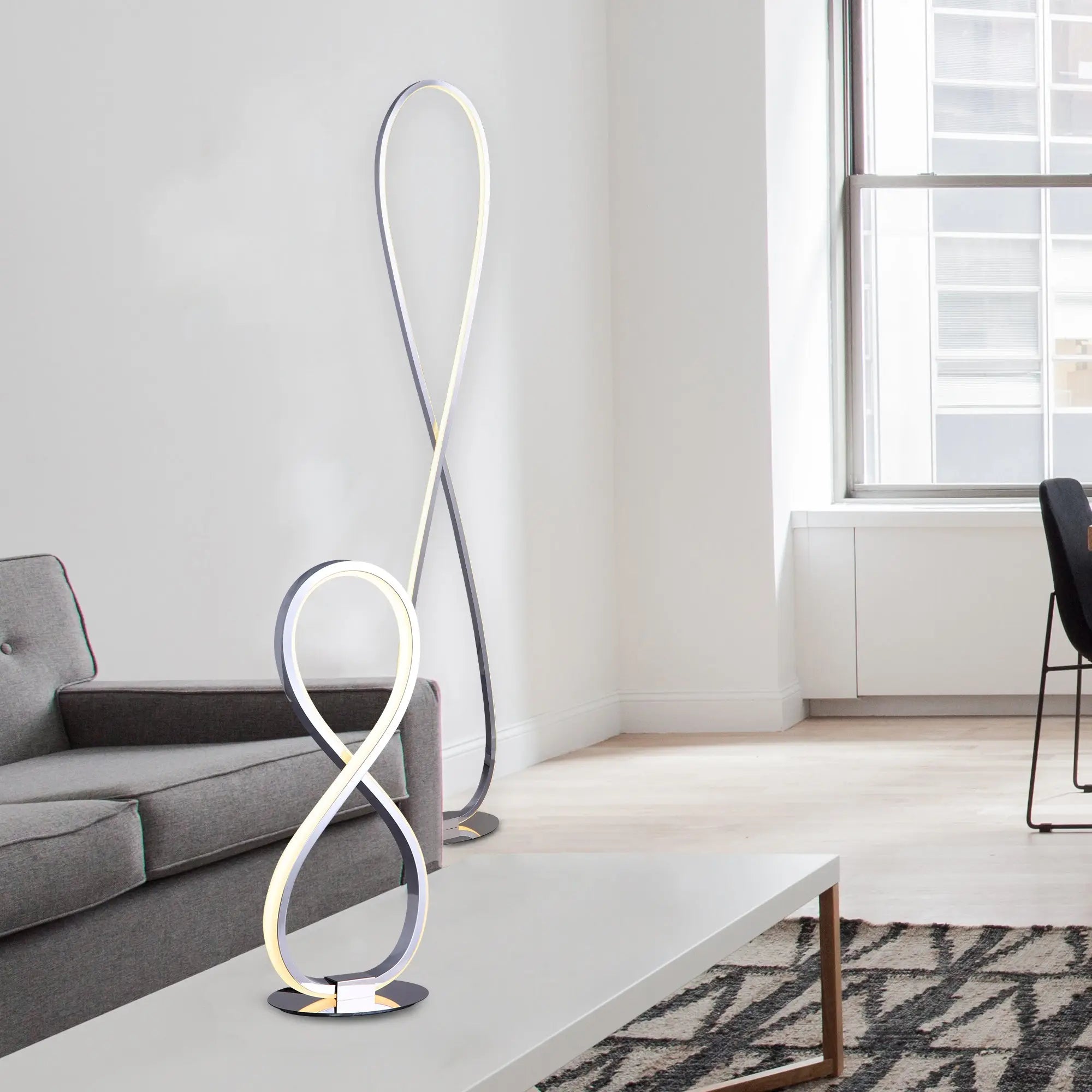 Lexi Lighting Infinite Led Floor Lamp Chrome Finish