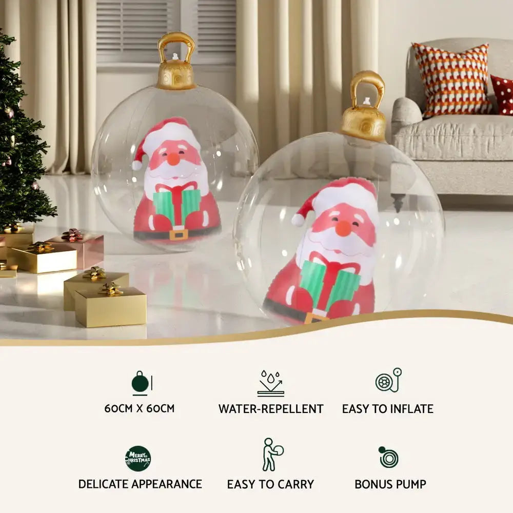 Inflatable Christmas Bauble Decor - 60cm Santa Decoration