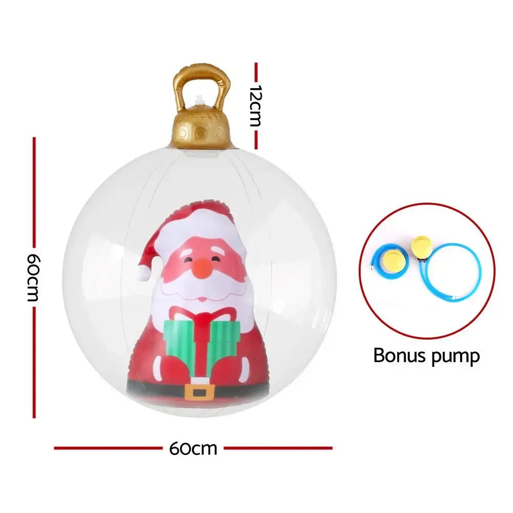 Inflatable Christmas Bauble Decor - 60cm Santa Decoration