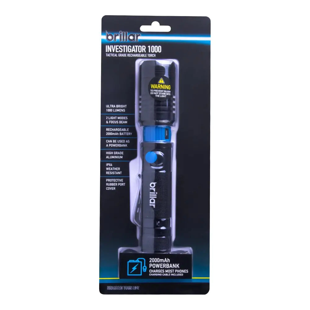 Brillar Electrical Investigator - 1000 Lumen USB Rechargeable Torch BR0079
