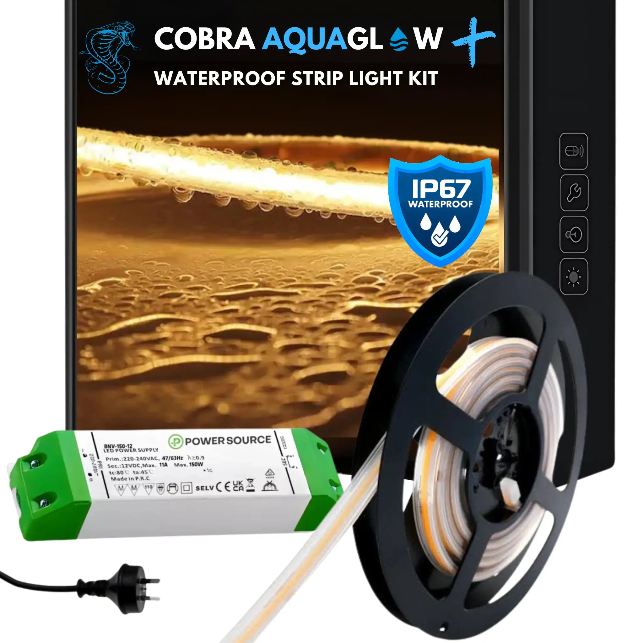 Waterproof Outdoor Cob Led Strip Light Kit Australia – Dotless - Ip20 Indoor Driver / Warm White