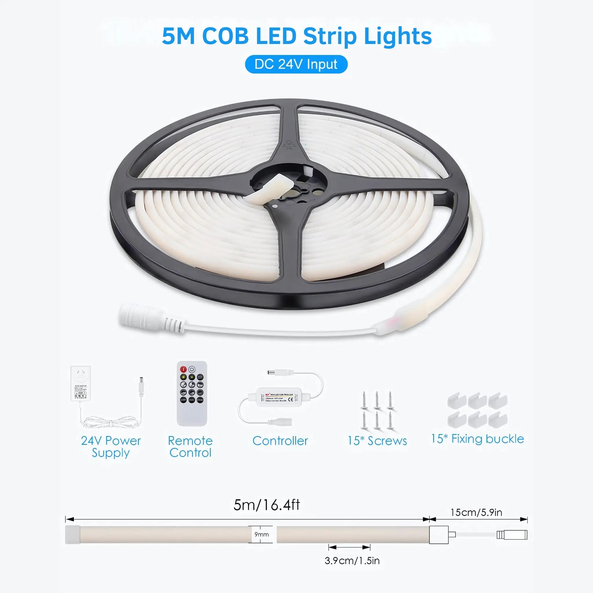 Ip67 Dotless Cob Waterproof Led Strip Light Kit 5m