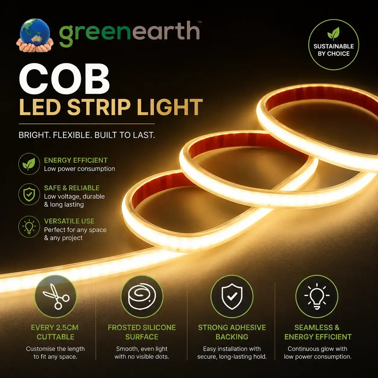 IP68 COB LED Strip Light 10W/m – Dotless Daylight (Waterproof)