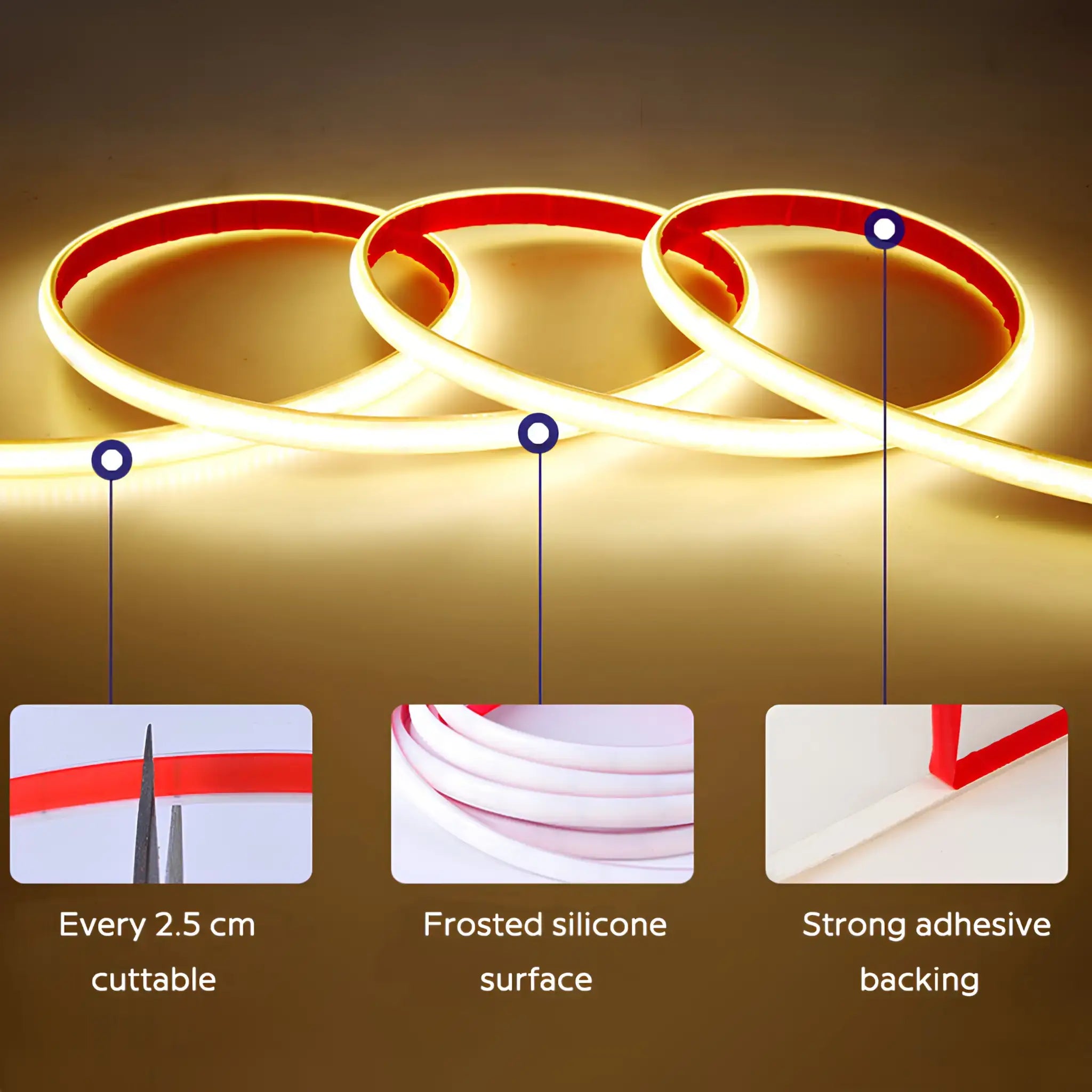 LED strip light with features highlighted IP68