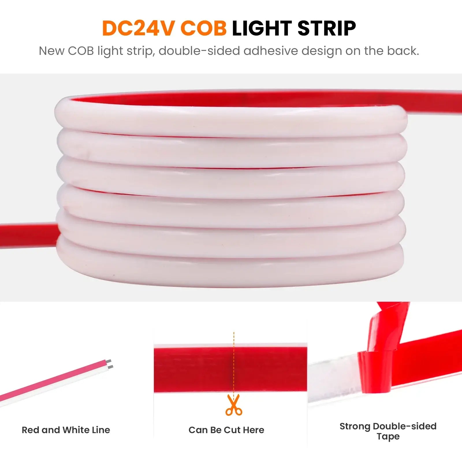 Ip68 Pro Abyss 4000k Cob Led Strip 24v Dotless Light