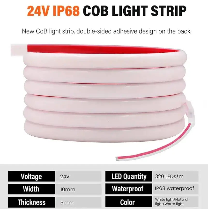Ip68 Pro Abyss 4000k Cob Led Strip 24v Dotless Light