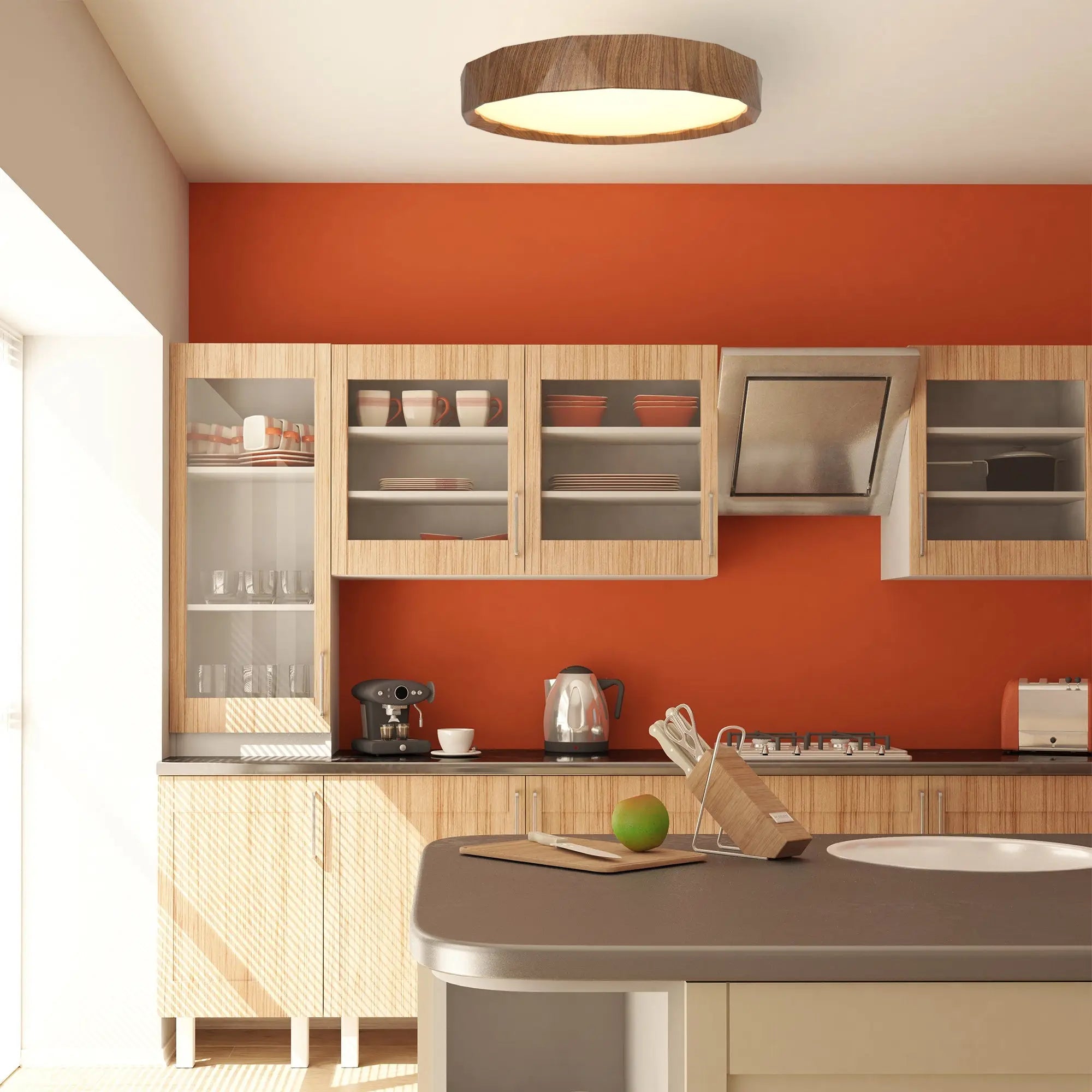 Irene Cct Led Ceiling Light with Wooden Frame Color