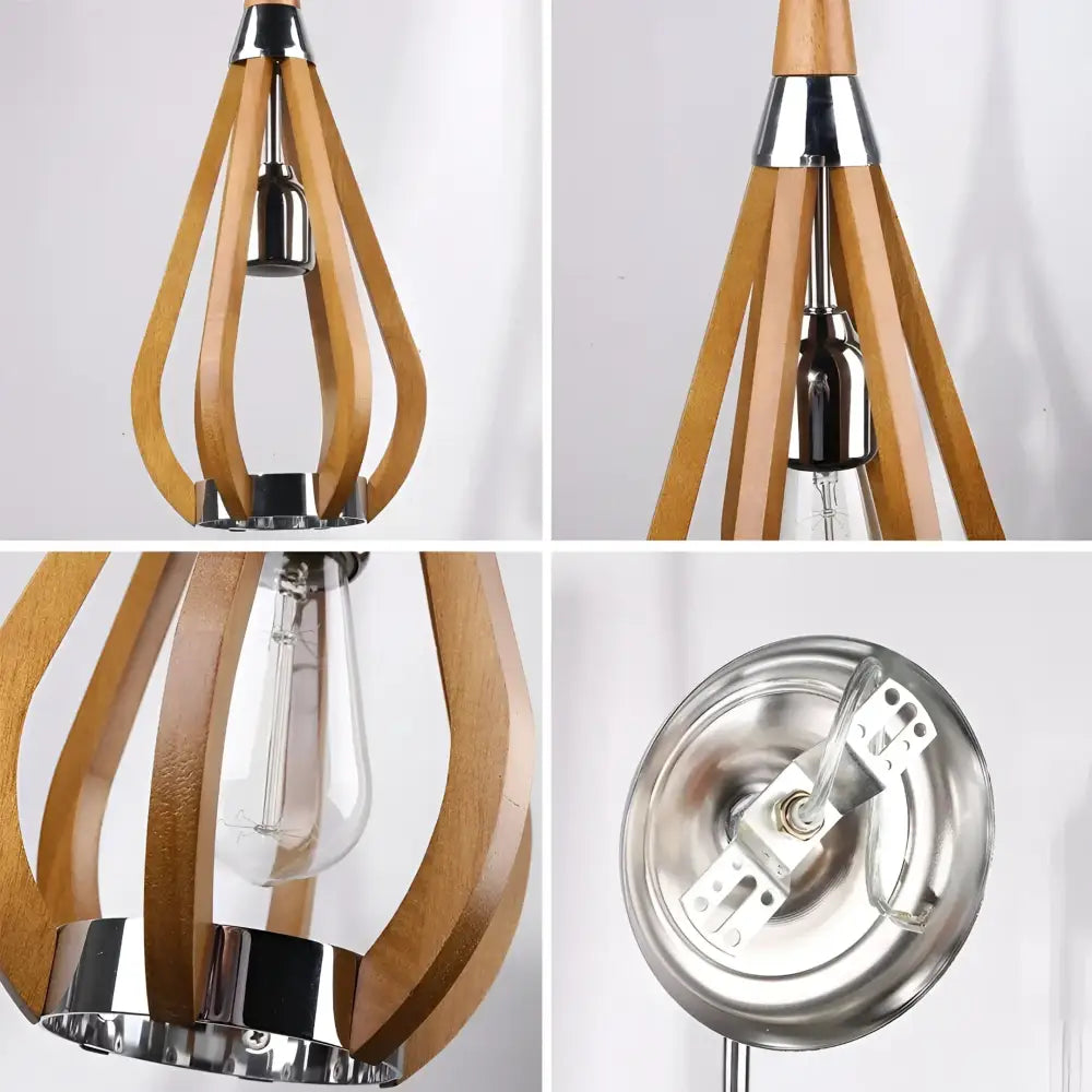 Green Earth Lighting Australia Pendant BONITO 1-Light Dark Brown Timber Pendant Light with a tear drop shape