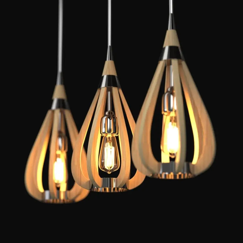 Green Earth Lighting Australia Pendant BONITO 1-Light Natural Timber Pendant Light with a tear drop shape