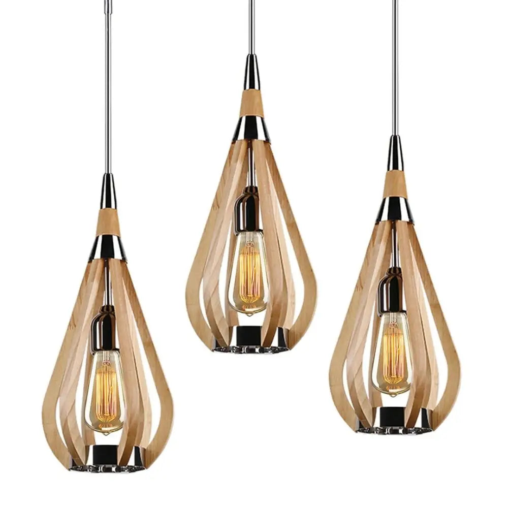 Green Earth Lighting Australia Pendant Three Pack Bonito (save 10%) BONITO 1-Light Natural Timber Pendant Light with a tear drop shape BONITO6x3