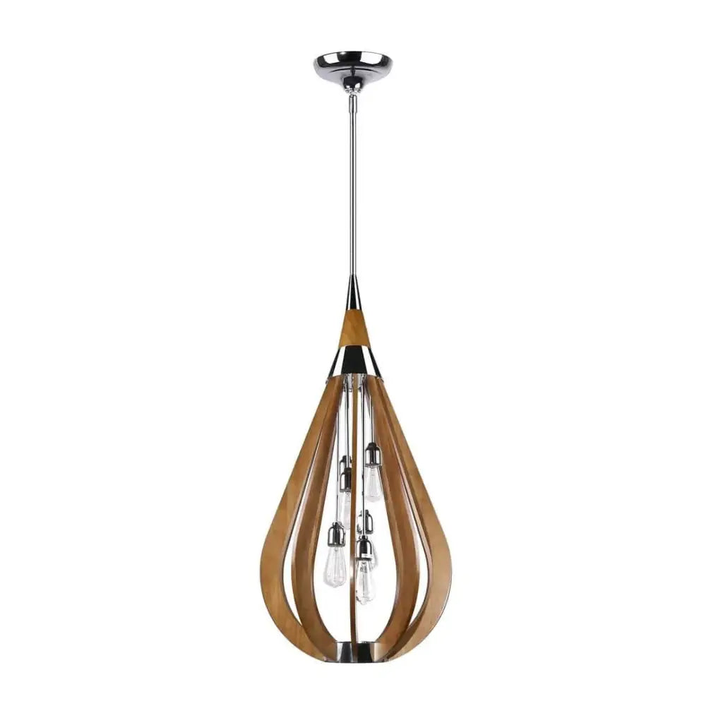 Green Earth Lighting Australia Pendant BONITO 6-Light Dark Brown Timber Pendant Light Tear Drop Shape BONITO3